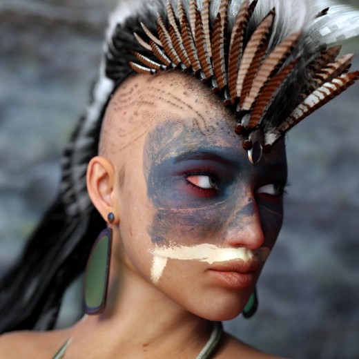 ayashe---cave-2_full Native American portrait using Octanerender, Daz Studio 4.8 Pro, and Raven Mohawk Hair by Arki.